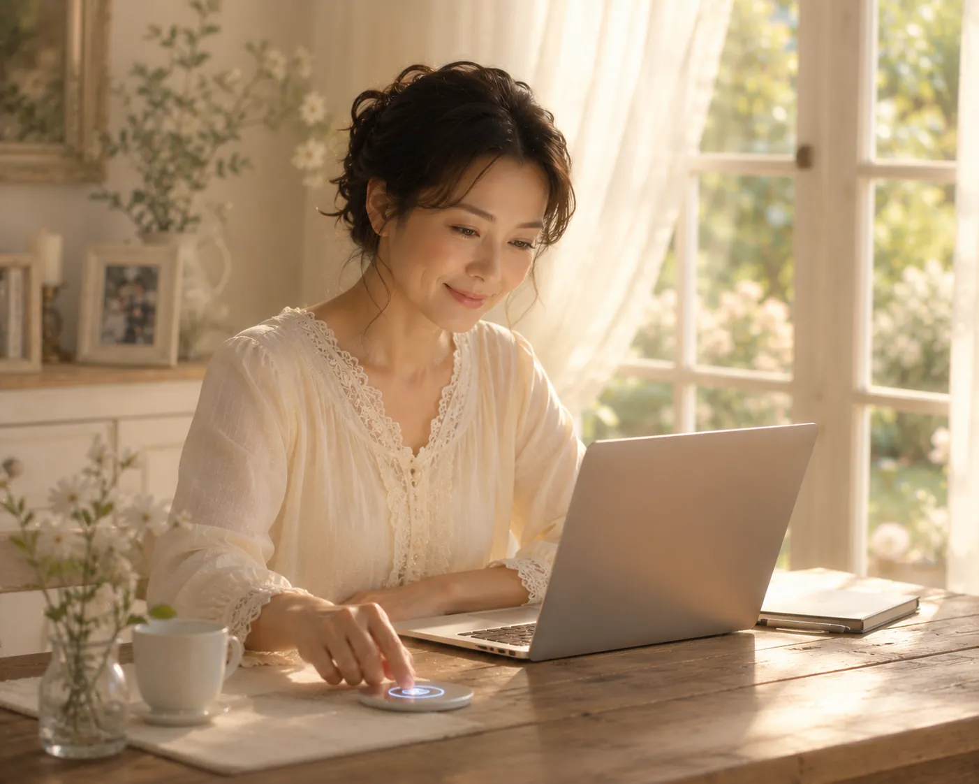 女性がパソコンの前で記録するイメージ